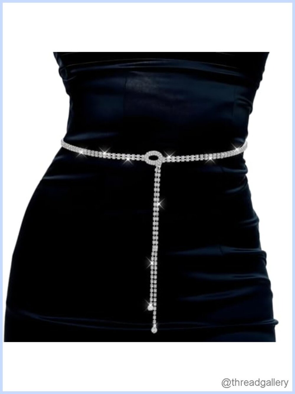 Rhinestone Chain Belt with Zinc Alloy Adjustable Hook Closure